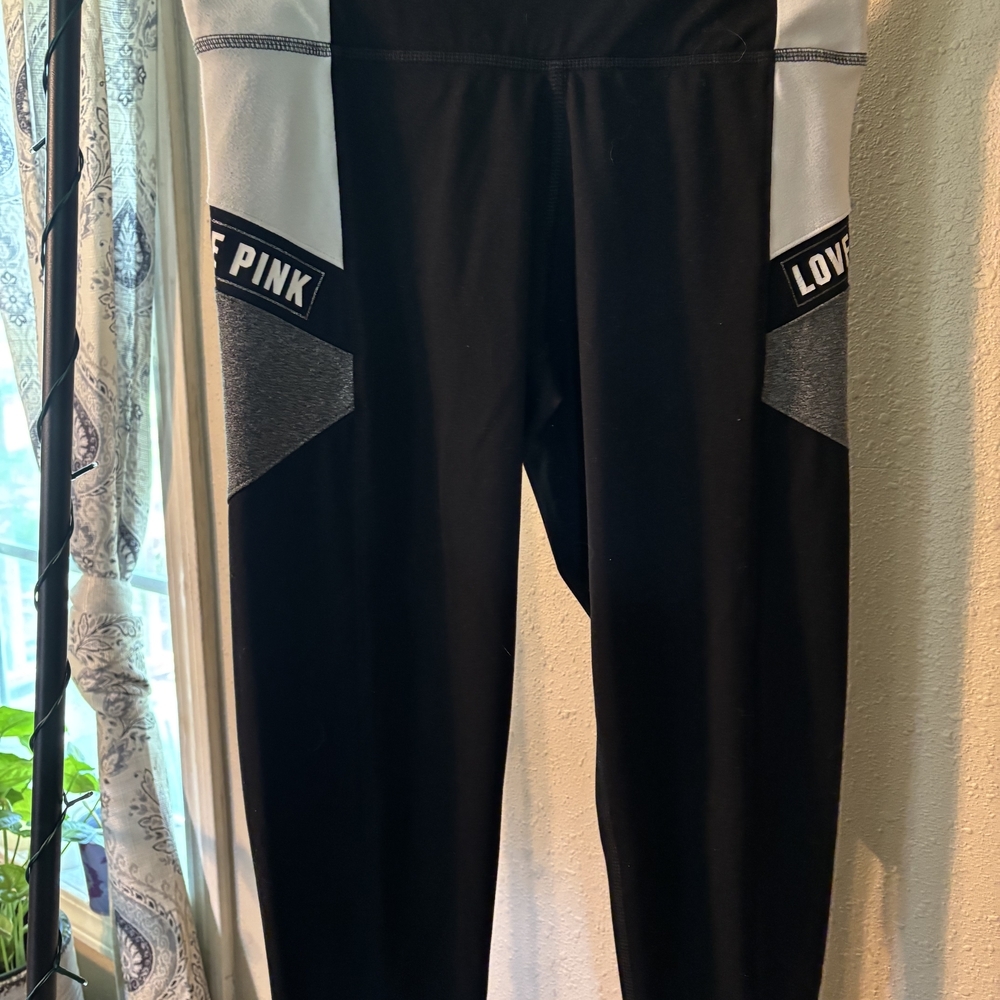PINK Victoria's Secret Black Leggings with Silver Accents